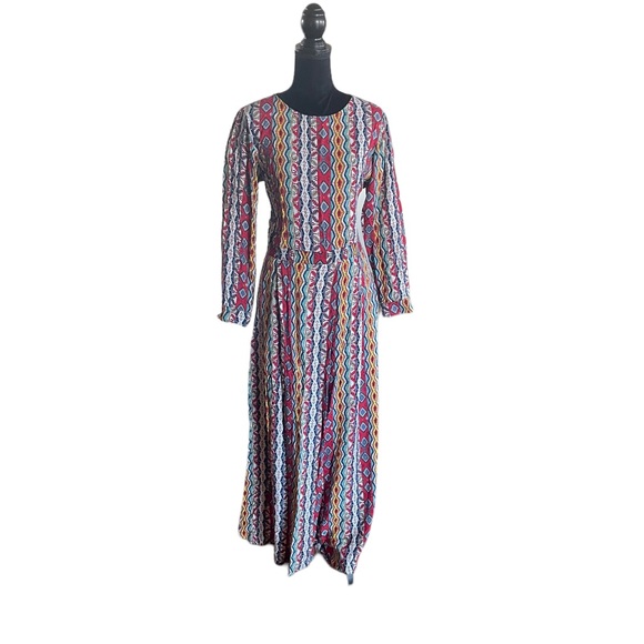 Refka modesty long sleeve wide leg abstract print flowing modest jumpsuit size42 - Picture 3 of 11